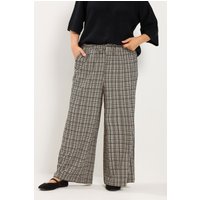 Yours Yours Damen Hose in Grau mit Vichykaro, Weitem Bein und Struktur in Größe Short 50-52 | Polyester/Elasthan