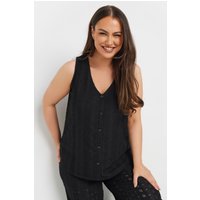 Yours Yours Damen Weste in Schwarz mit Lochstickerei in Größe 50-52 | Polyester/Elasthan