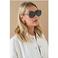 Yours Yours Damen Oversized Sonnenbrille in Schwarz mit Kettendesignsize | Plastik