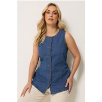Yours Damen Yours – Jeansweste in Gebleichtem Blau in Größe 44 | Baumwolle/Polyester/Elasthan