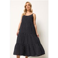 Yours Yours Damen Gestuftes Maxikleid in Schwarz in Größe 54-56 | Viskose