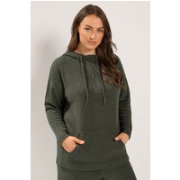 Yours Yours Damen Strickhoodie in Khakigrün in Größe 50-52 | Acryl