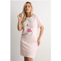 Yours Yours Damen SchlafT-Shirt in Rosa mit dem Schriftzug „Matcha Lover“ in Größe 54-56 | Baumwolle