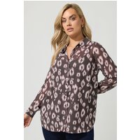 Yours London Yours London Damen Hemd in Braun mit Animalprint in Größe 52 | Polyester