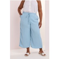 Yours Yours Damen Midaxi-Culottes in Hellblau mit Knitteroptik in Größe 42 | Polyester