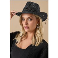 Yours Yours Damen Cowboyhut in Schwarz aus Strohsize | Papier