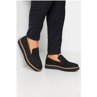 Yours Black Faux Suede Slip On Loafers In Wide E Fit & Extra Wide Eee Fit Size 7EEE