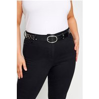 Yours Yours Damen Gürtel in Schwarz mit Nieten in Größe 56-60 | Polyurethan