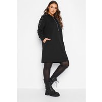 Yours Yours Damen Curve Verziertes Kapuzenkleid in Schwarz in Größe 48 | Baumwolle/Polyester