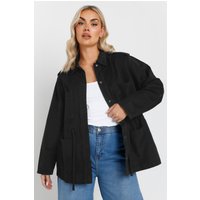 Yours Yours Damen Jeansjacke in Schwarz im Utilitystyle in Größe 50-52 | Baumwolle