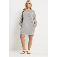 Yours Yours Damen Soft Touchpulloverkleid in Grau mit Langem Arm in Größe 54-56 | Baumwolle/Polyester