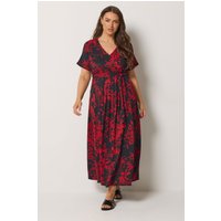 Yours Yours Damen Wickelkleid in Rot mit Blumenmuster in Größe 50-52 | Polyester/Elasthan