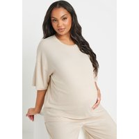 Bump It Up Bump It Up Damen Maternity – Geripptes Oberteil in Creme in Größe 50-52 | Polyester/Elasthan/Modal