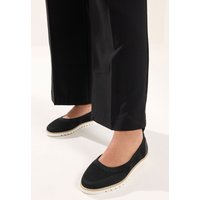 Yours Yours Damen Schwarze Gestrickte Sliponballerinas, Extraweite Eeepassform in Größe 39EEE | Textil/Synthetik