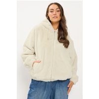 Yours Yours Damen Kunstfelljacke in Elfenbeinweiß mit Reißverschluss in Größe 54-56 | Polyester