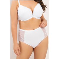 Yours Yours Plus Size Curve Voll Bedeckende Slips in Weiß aus Mikrofaserspitze in Größe 50-52 | Polyester/Elasthan