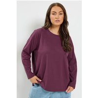 Yours Yours Damen LangarmT-Shirt in Pflaumenlila in Größe 54-56 | Baumwolle