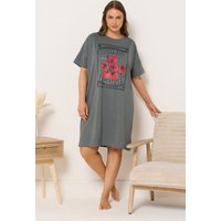 Yours Yours Damen Nachthemd in Grau mit I Love You From My Head Tomatoes“Aufdruck in Größe 50-52 | Baumwolle/Polyester