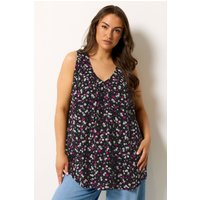 Yours Damen Yours – Trägershirt in Schwarz mit Gänseblümchenprint in Größe 48 | Viskose