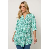 Yours Yours Damen Bluse in Grün mit Paisleymuster und Biesen in Größe 58-60 | Viskose