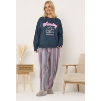 Yours Yours Damen Loungewearset in Petrolgrün mit „Sunday Brunch Club“Schriftzug in Größe 50-52 | Baumwolle/Polyester