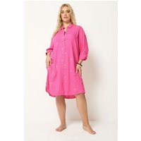 Yours Yours Damen Hemdkleid in Rosa und Gold mit Palmenprint in Größe 54-56 | Viskose