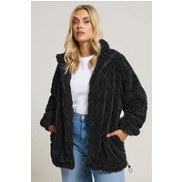 Yours Yours Damen Strukturierte Fleecejacke in Schwarz in Größe 62-64 | Polyester