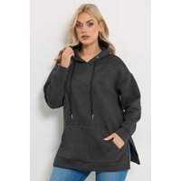 Yours Yours Damen Hoodie in Grau mit Kordelzug und Ziernähten in Größe 44 | Baumwolle/Polyester