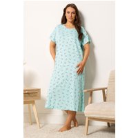 Yours Yours Damen Midaxi-Nachthemd in Blau mit Pandaprint in Größe 42-44 | Baumwolle