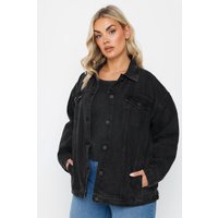 Yours Yours Damen Oversized Jacke in Schwarz Size 48 | Baumwolle
