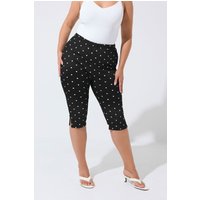 Limited Collection Limited Collection Damen Caprihose in Schwarz mit Punkten und Schlitz in Größe 40 | Polyester/Elasthan