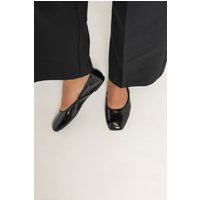 Yours Yours Damen Ballerinas in Schwarz mit Eckiger Zehenpartie in Weiter E-Passform in Größe 39E | Synthetik