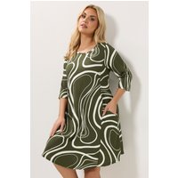 Yours Yours Damen Grünes Kleid im Tunikastil mit Wirbelmuster in Größe 48 | Polyester/Elasthan