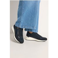 Yours Yours Damen Gesteppte Turnschuhe in Marineblau mit Keilabsatz in Weiter E-Passform in Größe 37E | Synthetik