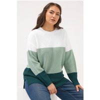 Yours Yours Damen Pullover in Mintgrün mit Colourblockdesign in Größe 50-52 | Acryl