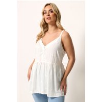 Yours Damen Yours – Trägershirt in Weiß mit Blumenstickerei in Größe 50-52 | Viskose