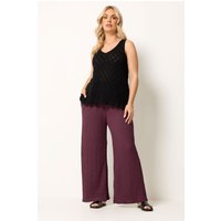 Yours Yours Damen Hose in Burgunderrot mit Blasenstruktur in Größe 58-60 | Polyester