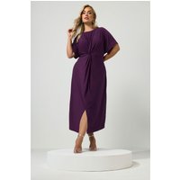 Yours London Yours London Damen Kleid in Dunkelrot mit Knoten Vorne in Größe 54-56 | Polyester/Elasthan