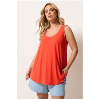 Yours Yours Damen Trägershirt in Orange mit Kontrastnähten in Größe 54-56 | Polyester/Elasthan