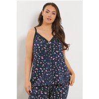 Yours Damen Yours – Knöchellanges Camisolepyjamaset in Marineblau mit Blümchenprint in Größe 46-48 | Baumwolle