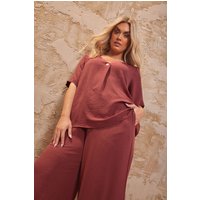 Yours Yours Damen Bluse in Rostorange mit Zierknopf in Größe 50-52 | Polyester