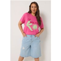 Yours Damen Yours – Jeansshorts in Gebleichtem Blau im Rippedlook in Größe 42 | Baumwolle/Elasthan