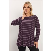 Yours Yours Damen Ausgestelltes Oberteil in Lila und Creme mit Streifen in Größe 44 | Polyester/Elasthan