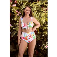 Yours Yours Damen Rosafarbenes Bikinioberteil mit Bügel und Tropischem Print in Größe 44 | Polyester/Elasthan