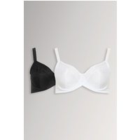 Yours Yours Fuller Bust Lingerie Bügel-BHs in Schwarz und Weiß 2er Pack in Größe 95B | Elasthan/Polyamid