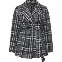 Yours Yours Damen Plus Size Black Checked Wrap Coat Size 54-56 | Polyester
