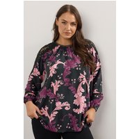 Yours Yours Damen Bluse in Schwarz mit Paisleymuster in Größe 54-56 | Polyester