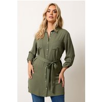 Yours Damen Yours – Tunikahemd in Khaki mit Gürtel in Größe 46 | Polyester