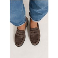 Yours Yours Damen Gewebte Loafer in Braun mit Prägung in Weiter E-Passform in Größe 38E
