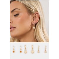 Yours Yours Damen Goldfarbene Creolen mit Strass, 3er Setsize | Metall